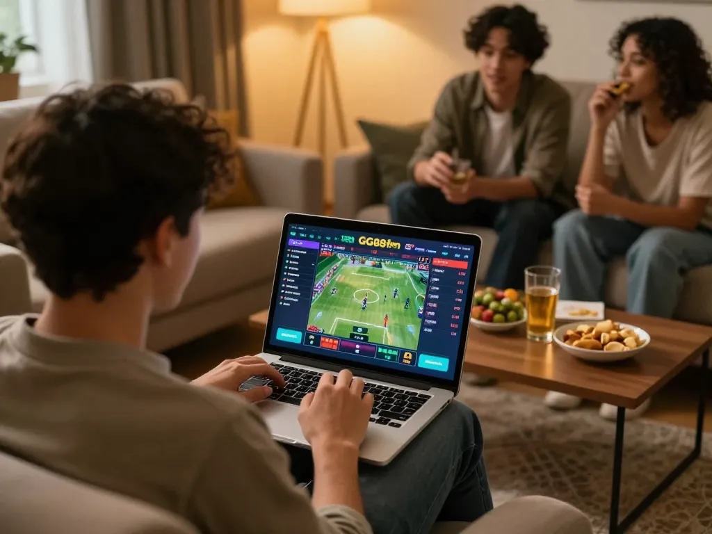 Engaging in sports betting on GG88 while enjoying a social atmosphere.