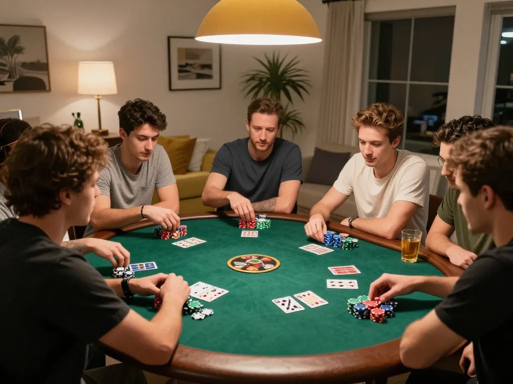 Kebet plataforma enhances poker night excitement as friends strategize over colorful chips.