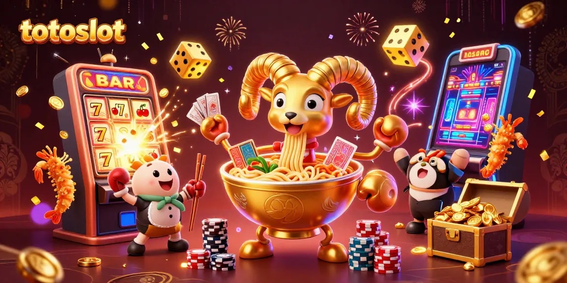 Totoslot showcases an exciting 3D casino scene with vibrant characters and dynamic gaming elements.