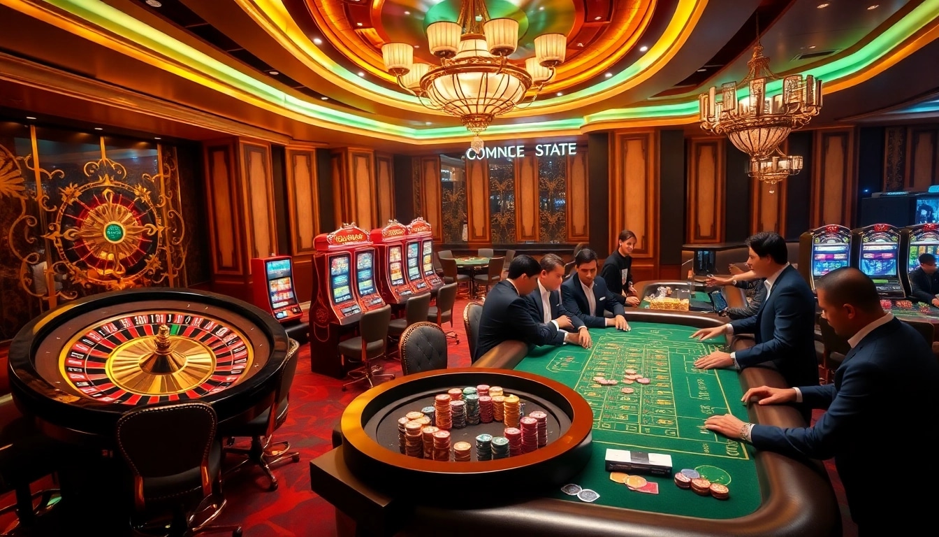 Experience the thrill of winning at the luxurious casino with https://ok8386.sh/ showcasing roulette wheels and poker tables.