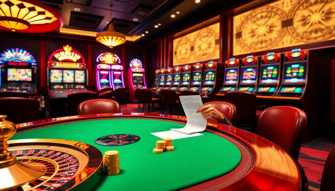 Truy cập OKKING players enjoying a thrilling casino experience with vibrant slot machines.