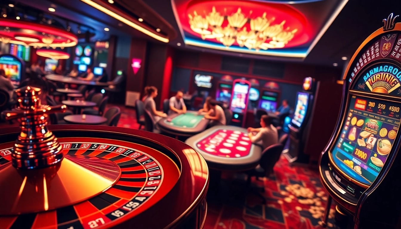 Experience the excitement of jun888 with dynamic casino tables and vibrant slot machines.