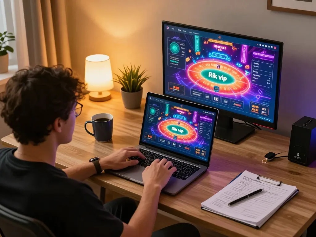 Engaging gameplay on Rik vip platform with a player immersed in online casino experience.