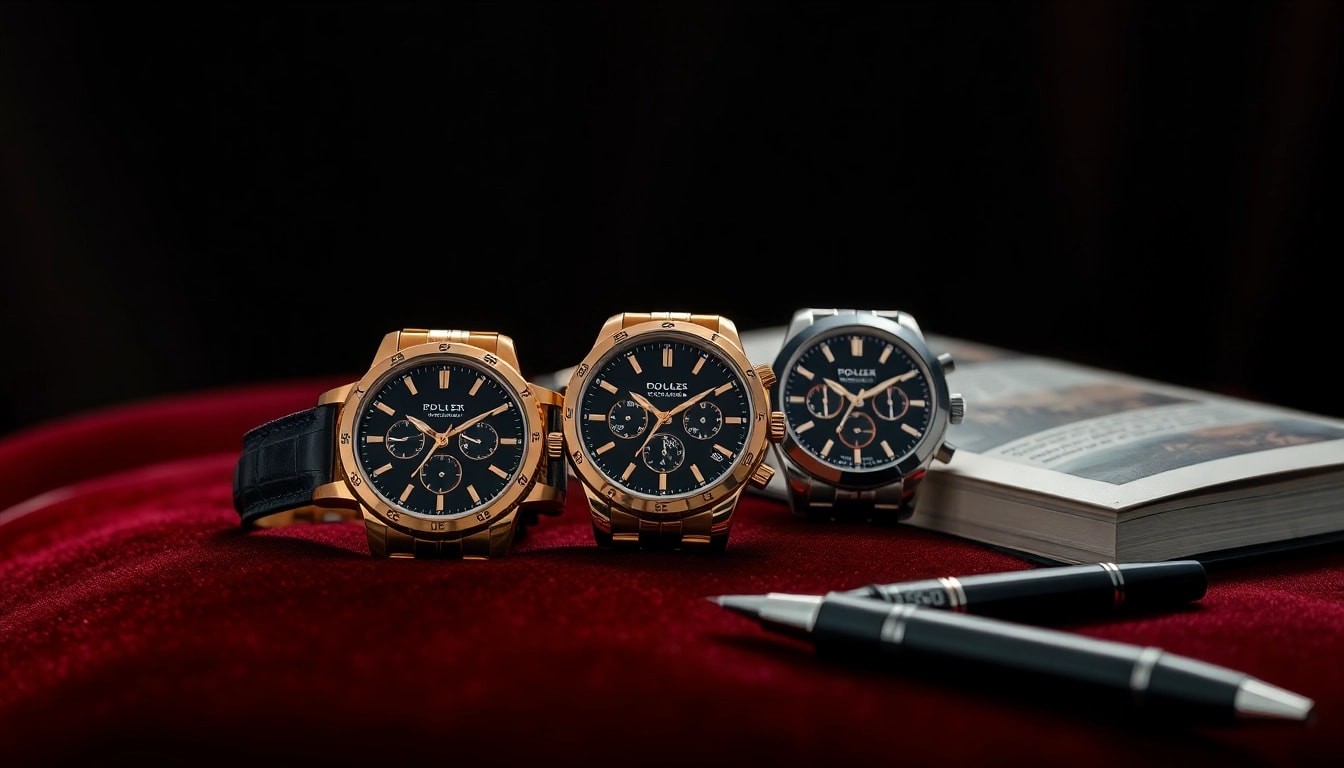 Showcase luxury replica watches with intricate details and elegant design.