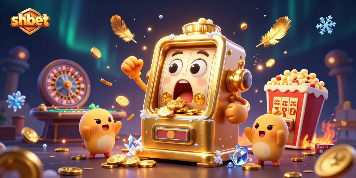 Experience excitement at shbet's slot machines as golden coins pour out of jackpot wins.
