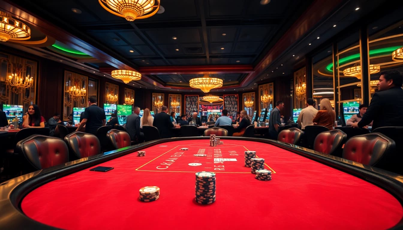 Permainan poker menarik di bbni4d dengan meja mewah dan suasana elegan, menghadirkan pengalaman kasino.