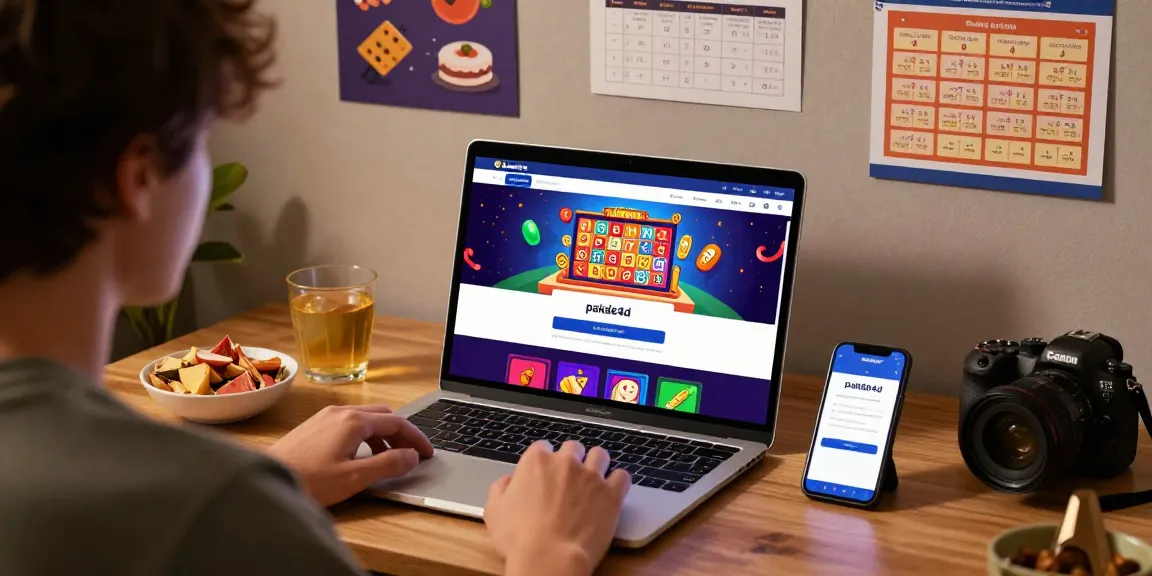 Engaging user experience on pakde4d online lottery platform with colorful visuals and a cozy gaming setup.
