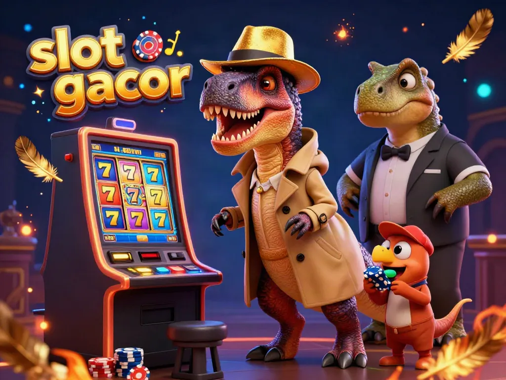 Experience thrilling slot gacor gameplay with a velociraptor card counter and stegosaurus pit boss in action.
