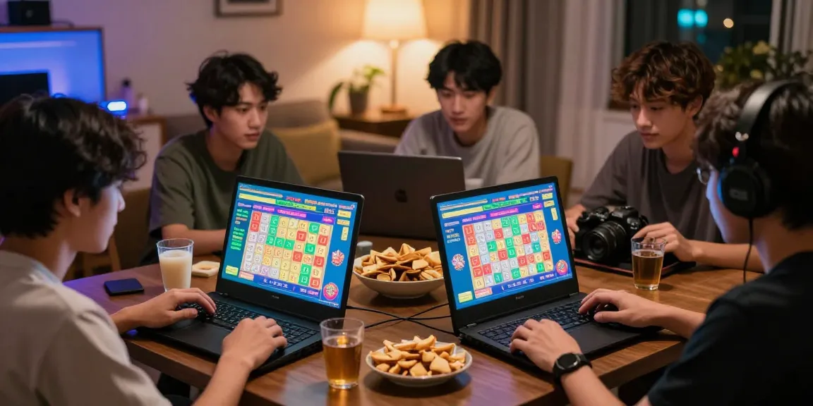 Players enjoying TOGEL ONLINE games together in a vibrant living room.