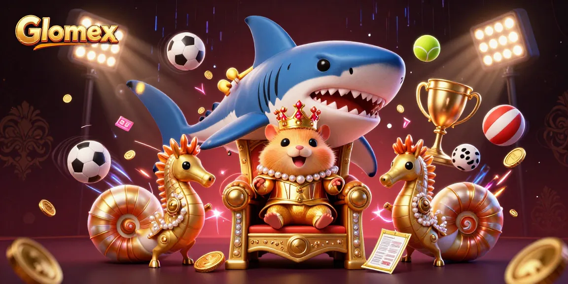 Engage in thrilling gameplay with Glomex, featuring a golden hamster king and dynamic sports elements.