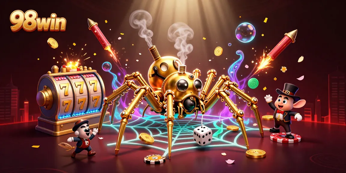 Engage with exciting 98win slot reels amidst a steampunk fantasy world of luck and chance.