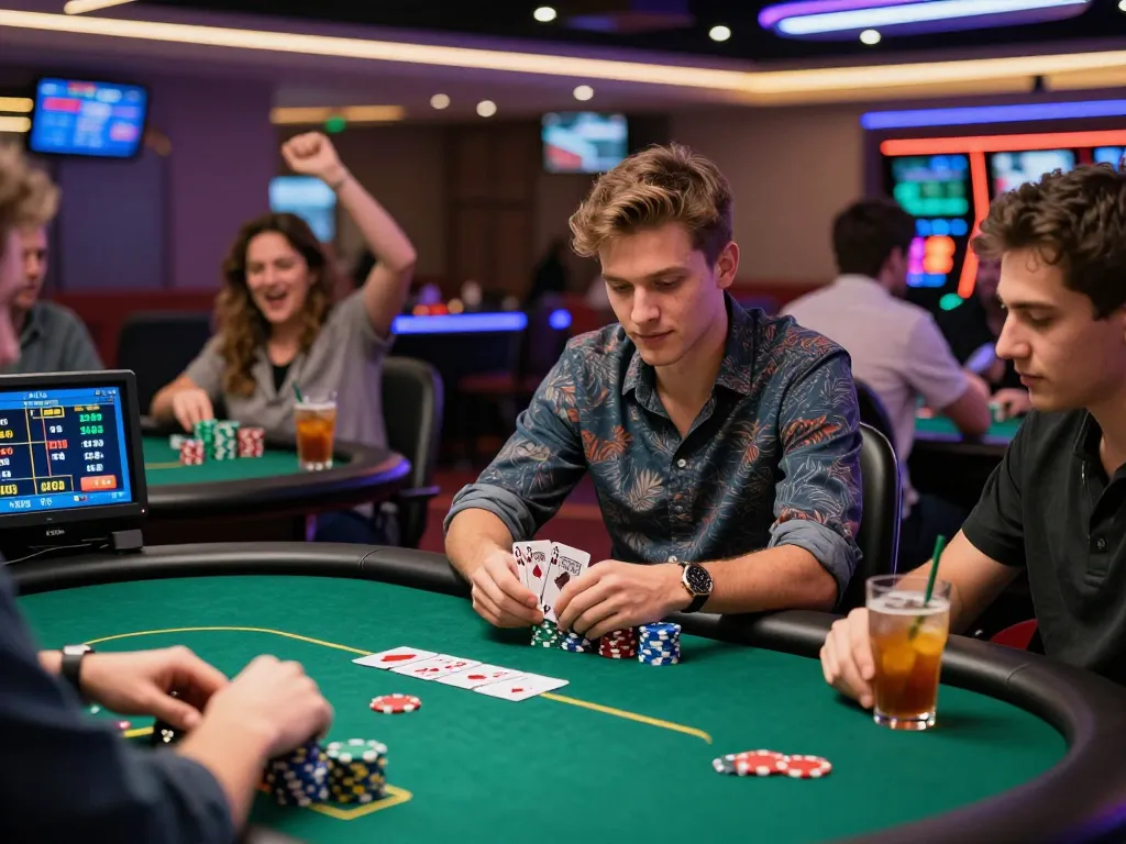 Engaging scene of players in a vibrant cs88 vip poker game, showcasing excitement and competitive spirit.