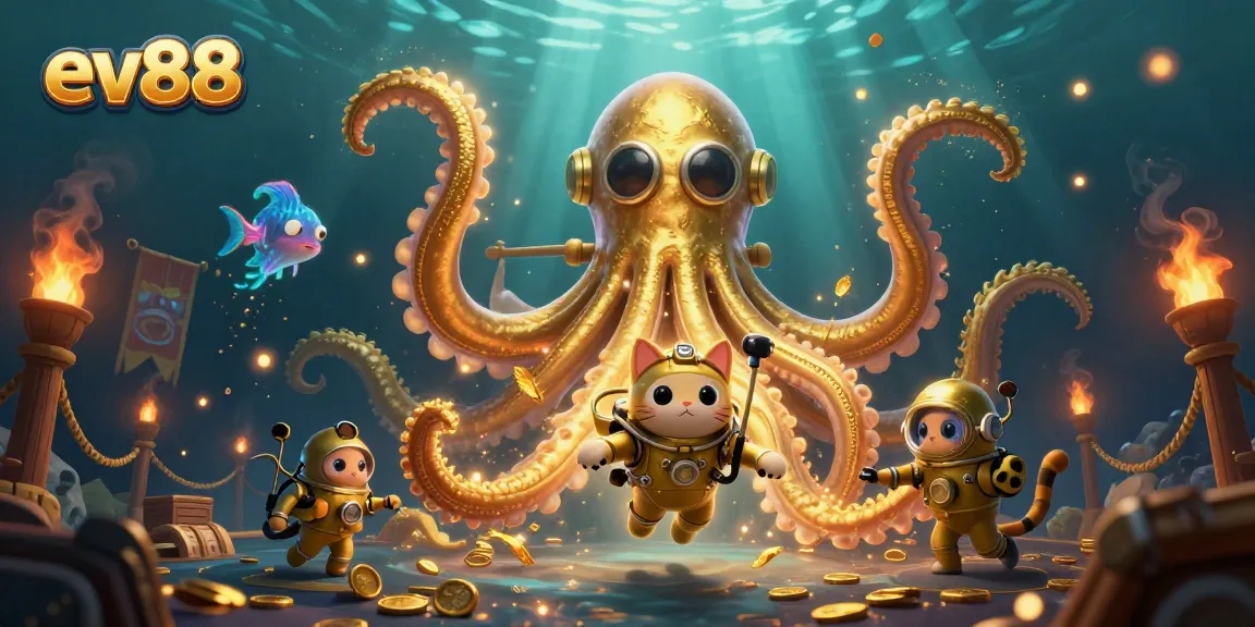 Engage with ev88's thrilling online casino experience in an exciting underwater adventure.