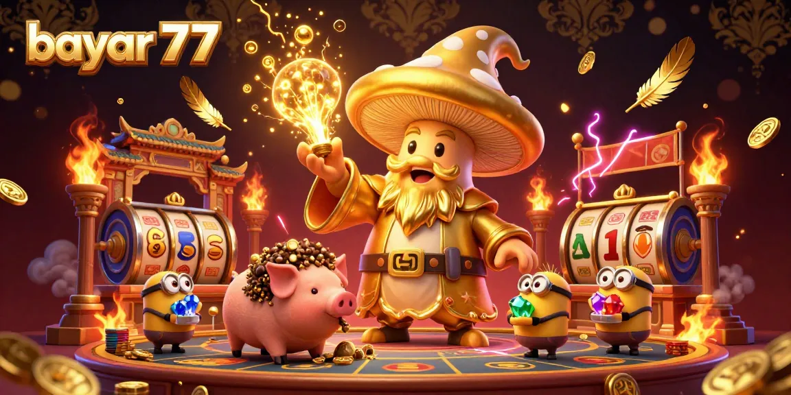 Experience immersive gameplay with bayar 77 in a vibrant, magical casino setting.