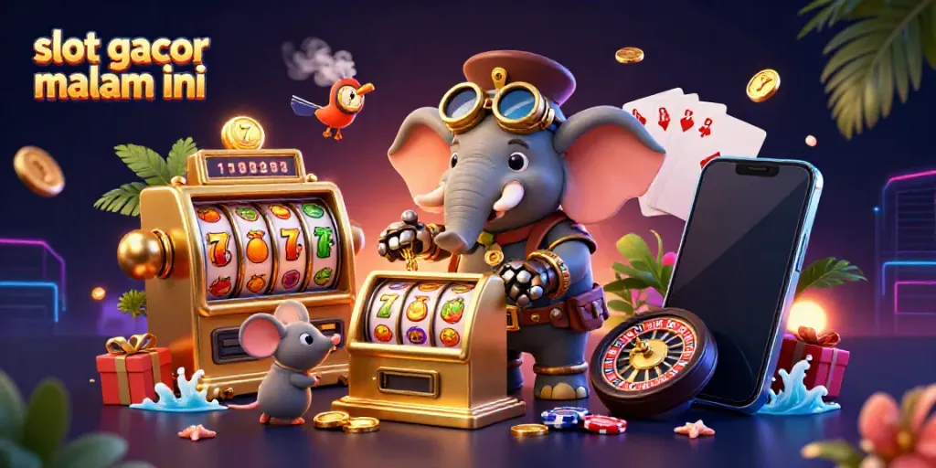 Experience winning moments with slot gacor malam ini showcasing a lively steampunk casino scene.
