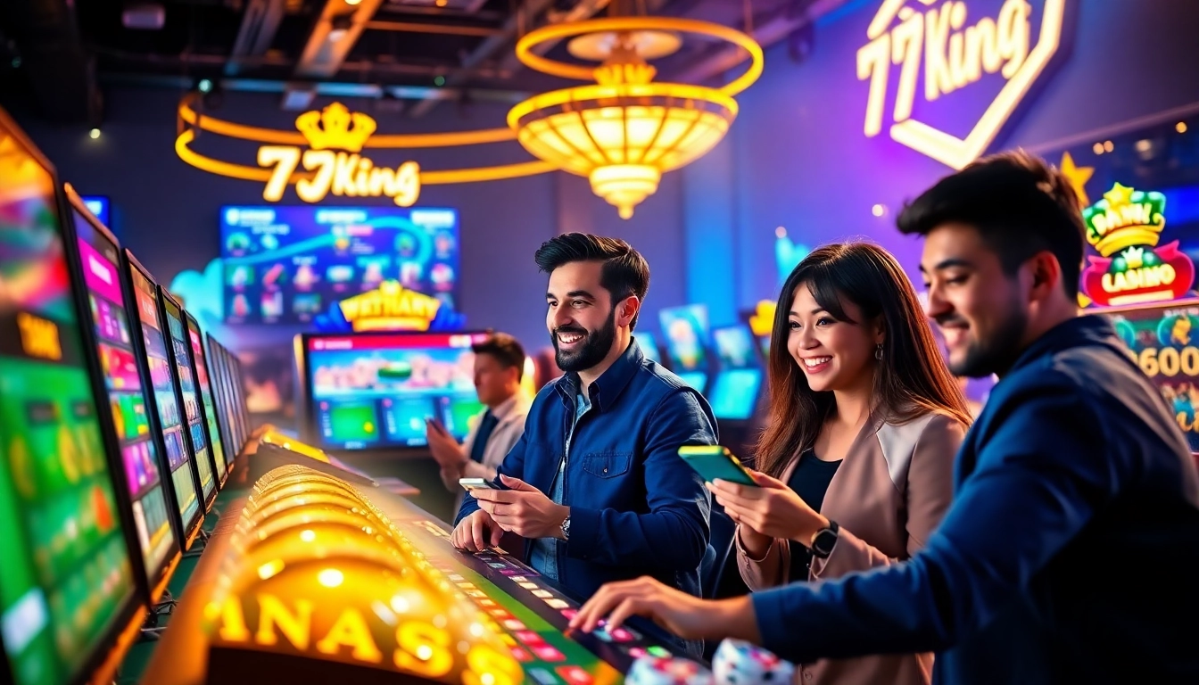 Dynamic online gambling scene featuring vibrant games and players at 79king.