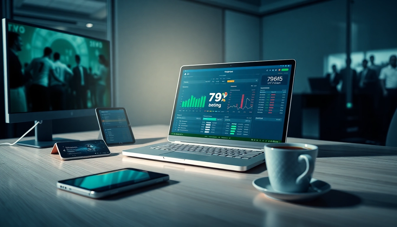 79king betting dashboard setup with modern tech in a professional workspace