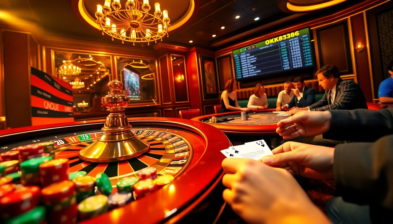 Experience the thrill of gambling at OK8386 with exciting games and vibrant casino decor.