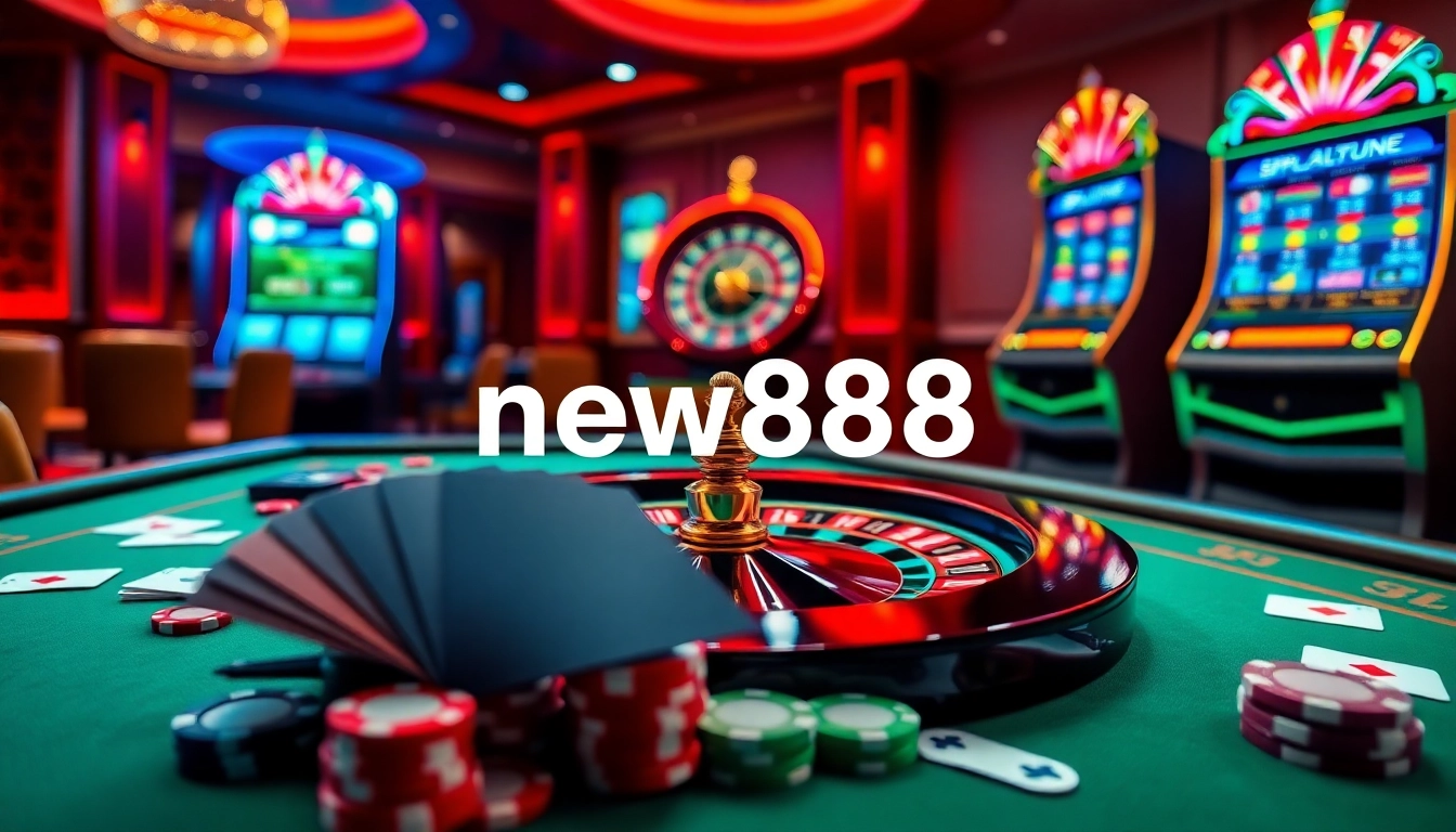 Experience thrilling online gaming at new888 with vibrant casino tables and exciting slot machines.