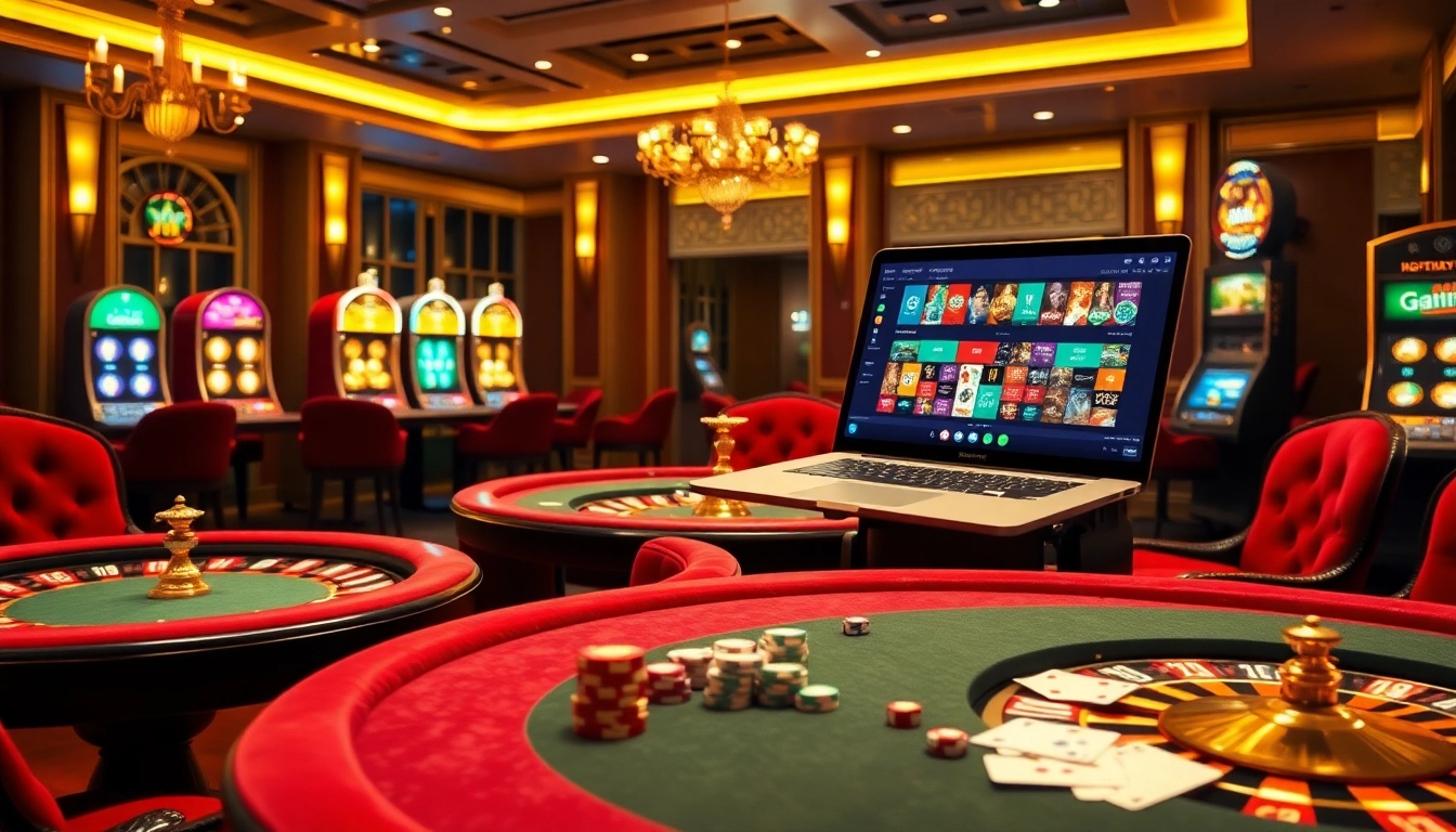 Experience thrill at GG88 with vibrant casino tables, roulette wheels, and modern online gaming.