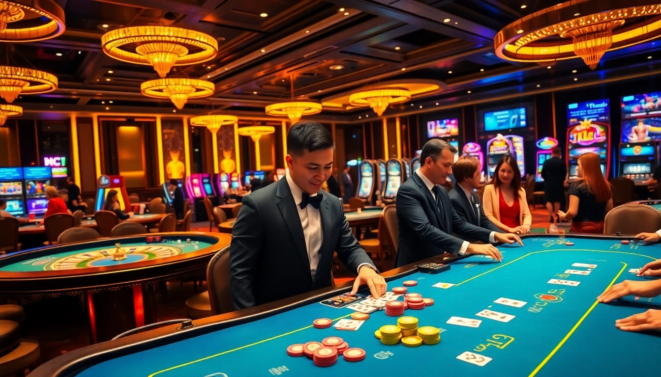 Experience thrilling gameplay at KJC's luxury casino with vibrant tables and exciting action.