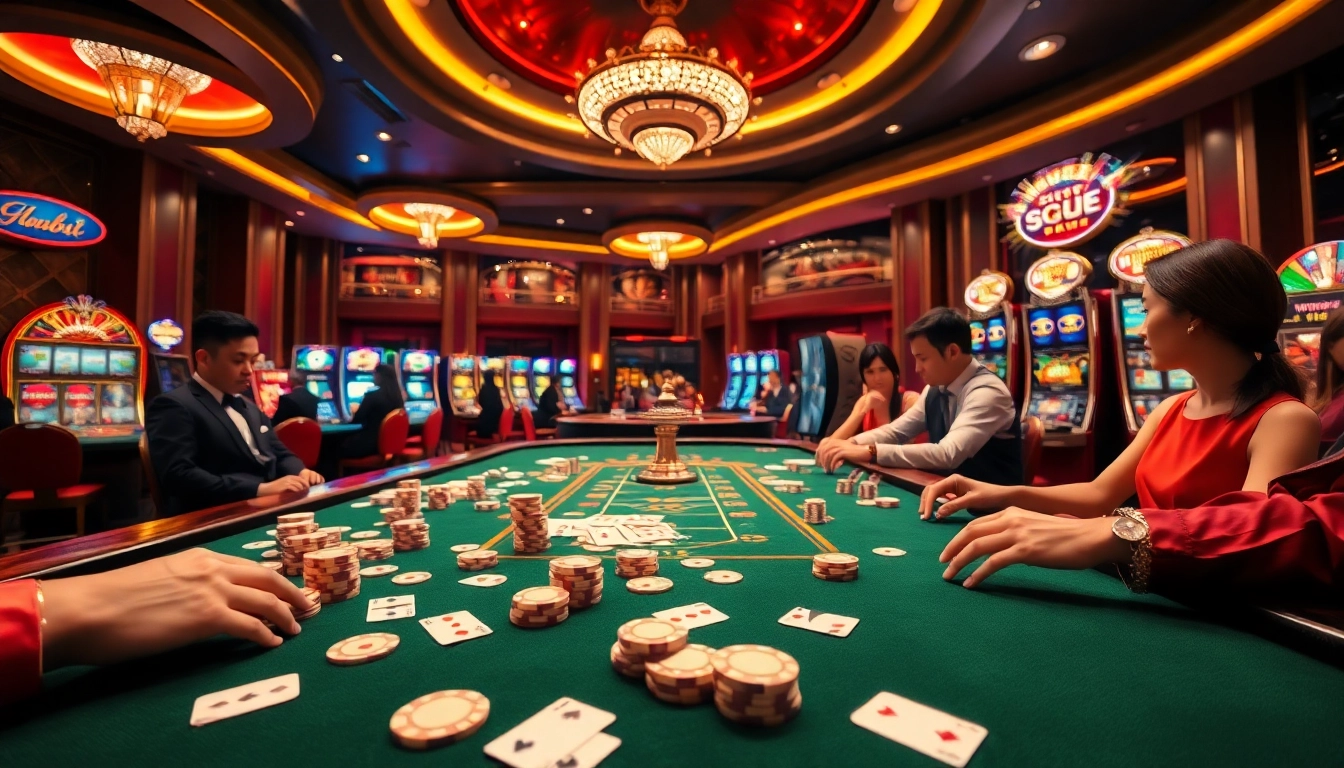 Experience the thrilling ambiance of NHÀ CÁI GG88, where players enjoy exciting casino games amid vibrant visuals.