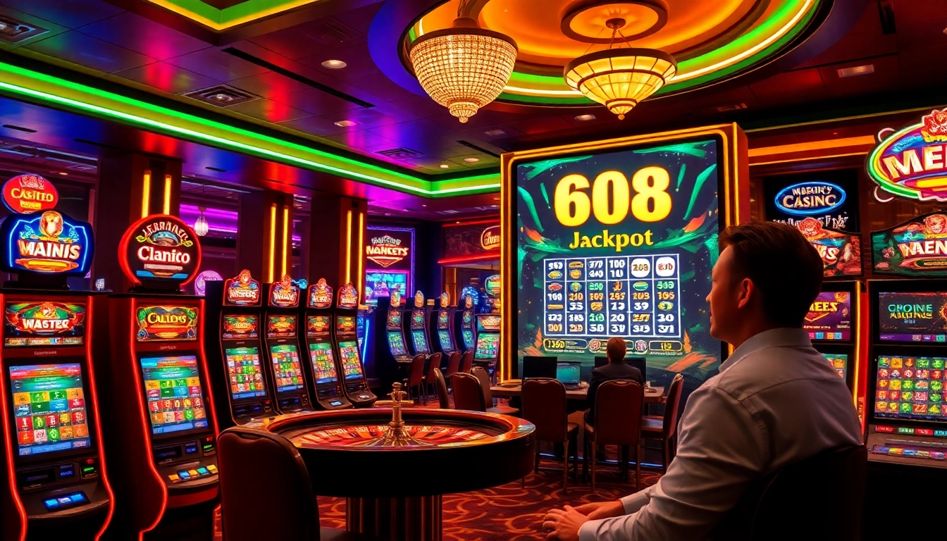 Experience the thrill of go8 nổ hũ in an exciting casino setting with vibrant lights.