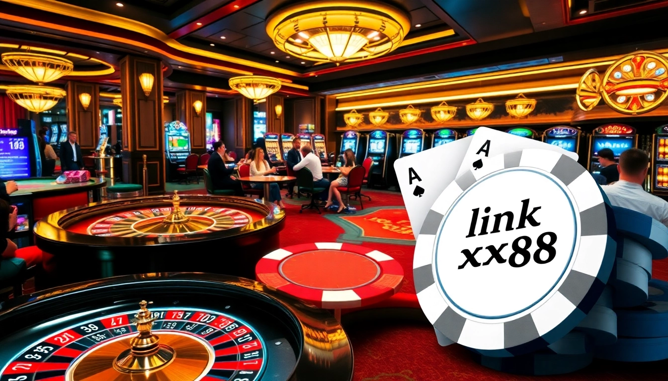 Experience excitement at the tables with a vibrant gaming scene showcasing link xx88.