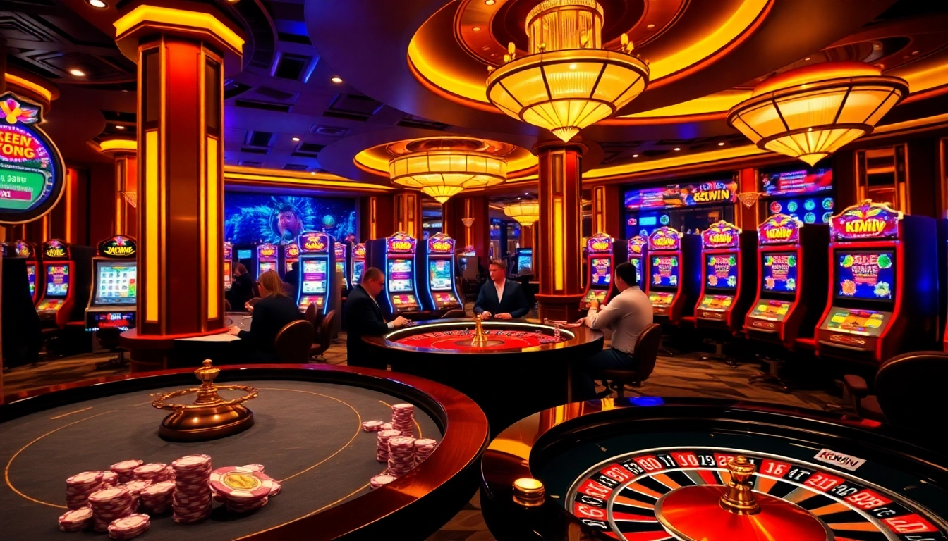 Engaging casino gameplay interface showcasing https://kkwin.life dynamics with betting tables and poker chips.