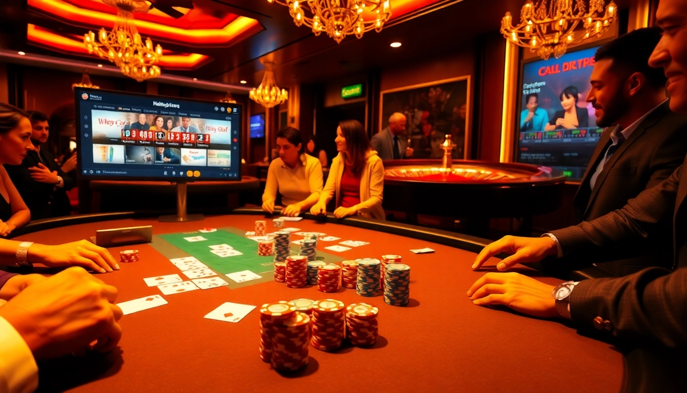 Players enjoying a thrilling game at https://789f.living/ casino with vibrant poker chips and cards.
