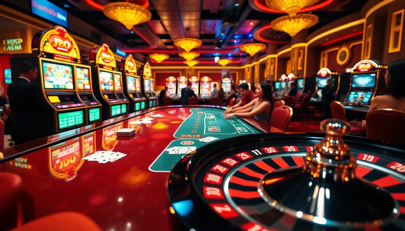 Engage in the thrill of gambling at JBO Vietnam with vibrant casino games and stylish decor.