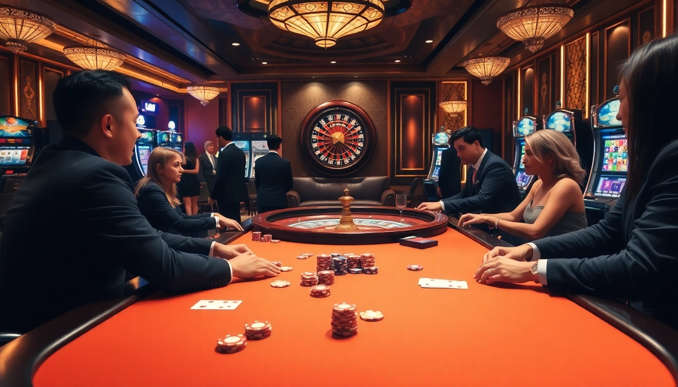 Experience high-stakes poker at https://xx88tv.com/ with vibrant chips and cards in a luxurious casino setting.