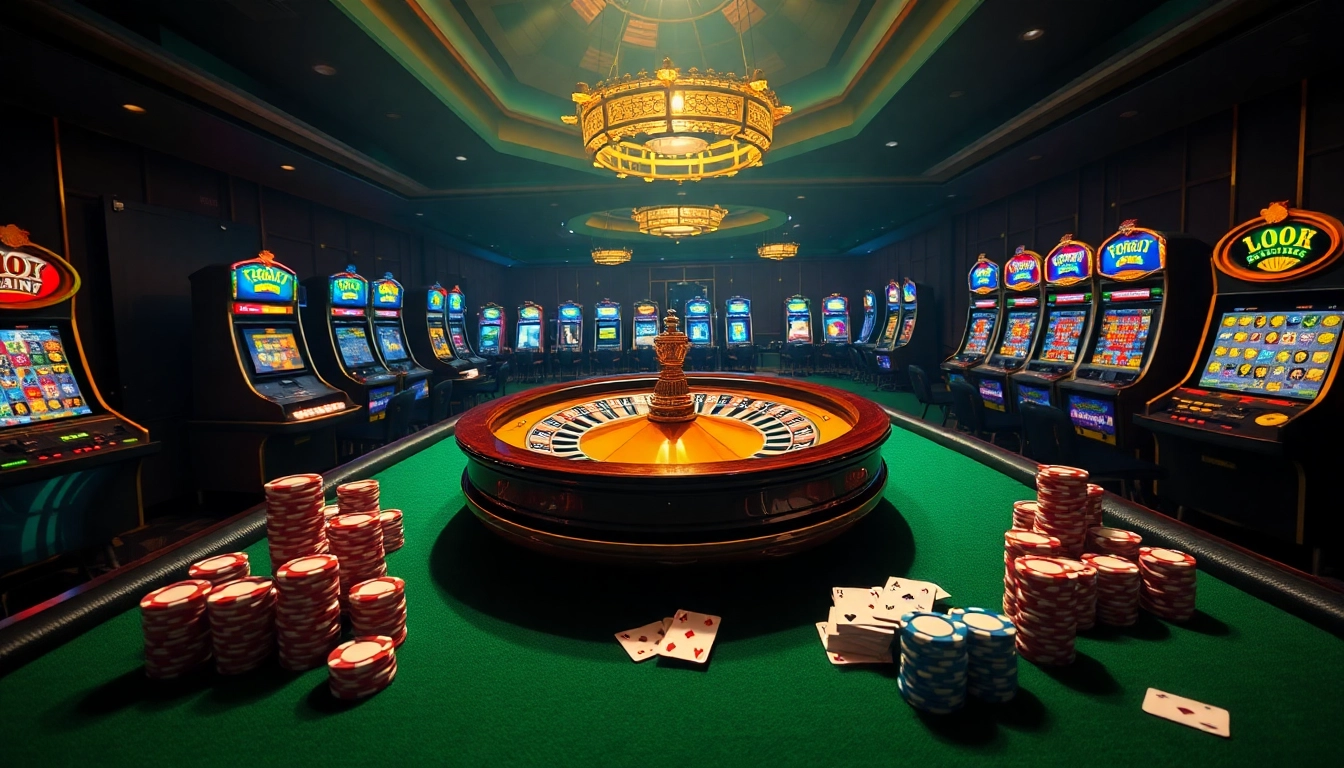 A thrilling gambling experience at AE888 with elegant tables, rich colors, and vibrant atmosphere.