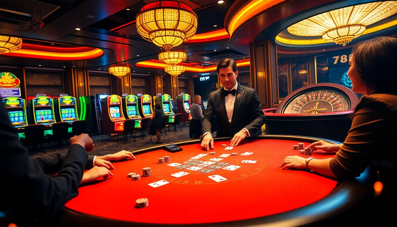 Participate in thrilling poker action at 789CLUB casino with vibrant tables and luxury ambiance.