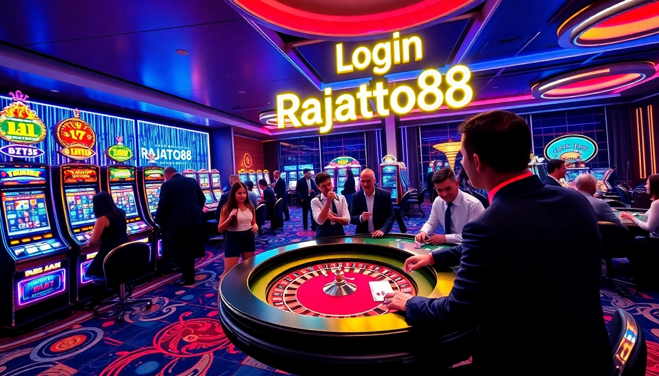 Players enjoying exciting games while accessing login rajatoto88 at a vibrant casino.