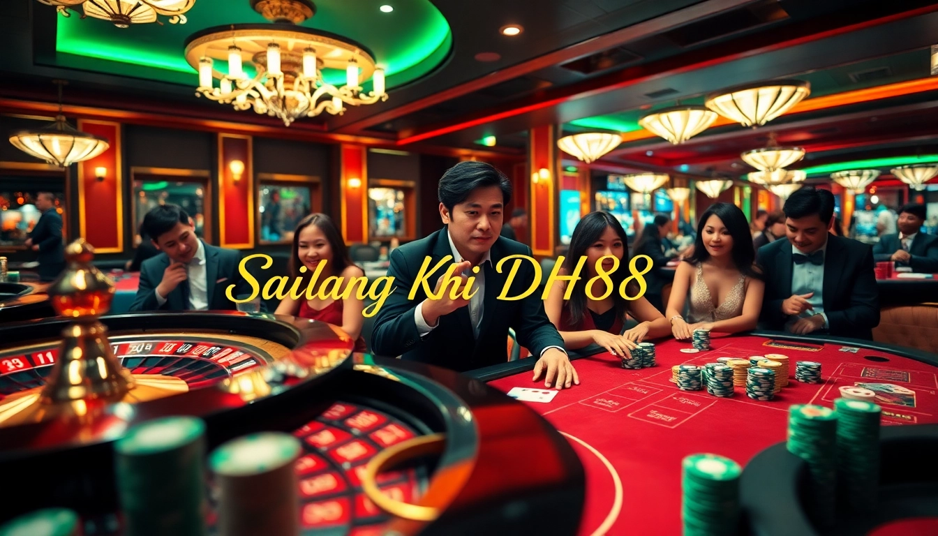 Experience the thrill of gambling as players engage in Đăng Ký DH88 at a luxurious casino.