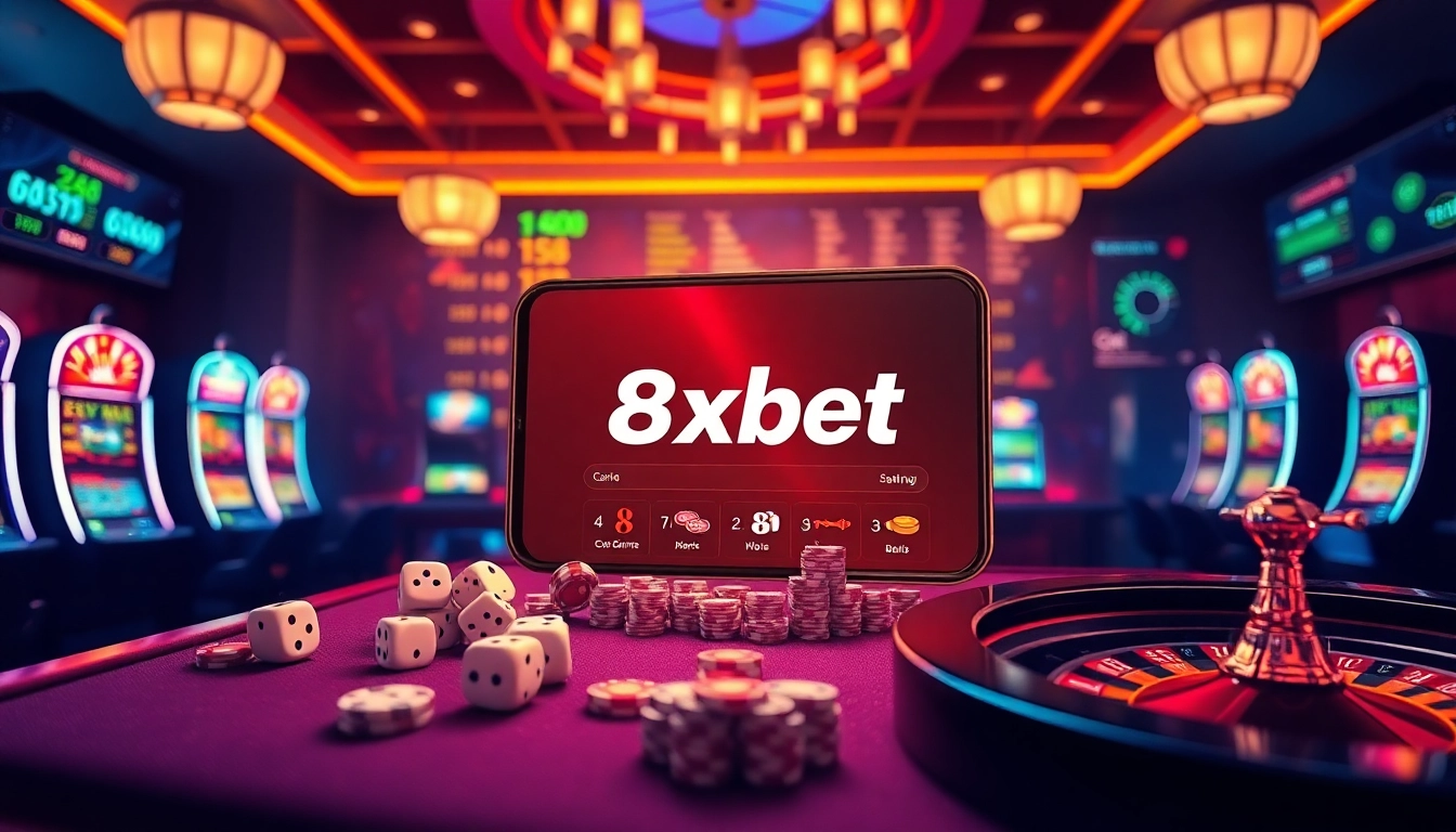 Exciting gambling moment captured with tải 8xbet on display, showcasing vivid casino elements and engaging action.