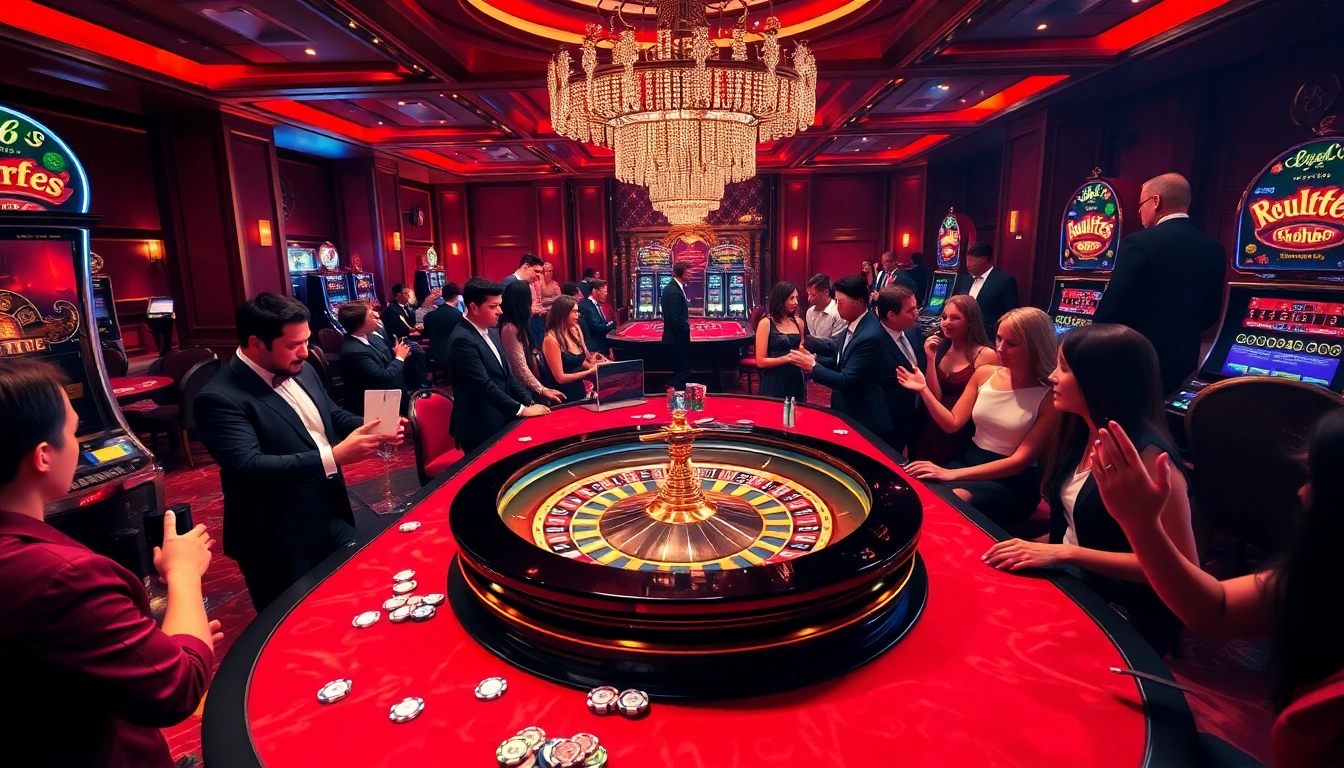 Excited players engaging at a roulette table, showcasing the luxury of https://king33.io/ casino experience.
