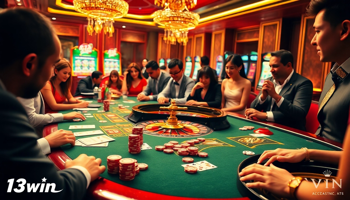 Engaging casino scene with 13win poker chips and vibrant gameplay atmosphere.