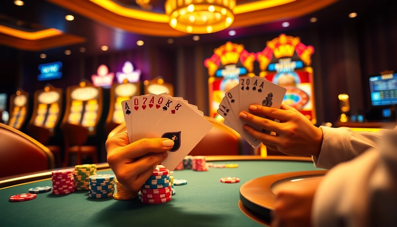 Excited player winning with king 88 at a luxurious poker table, surrounded by casino glamour.