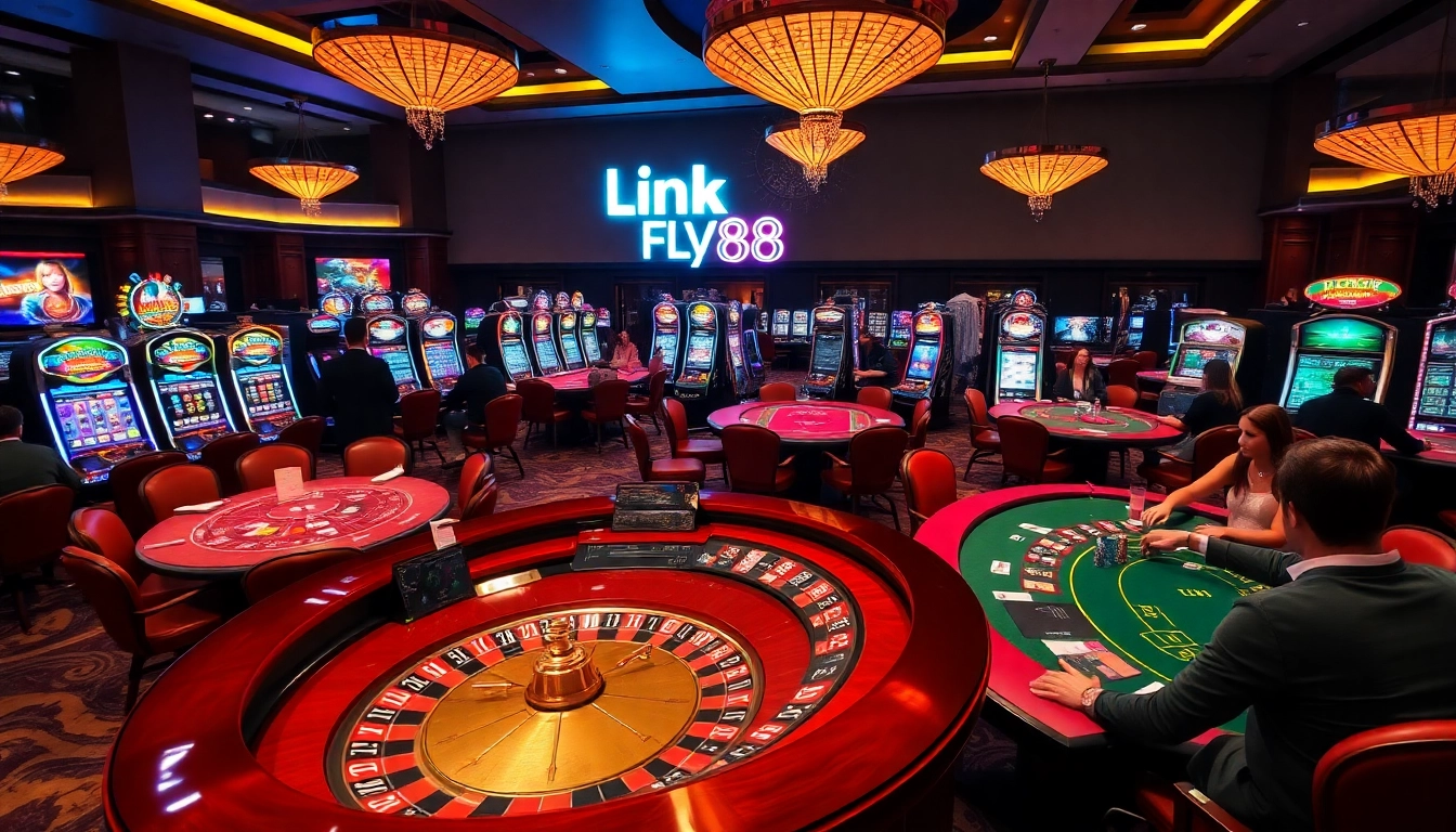 Experience the excitement of gambling at Link FLY88 with vibrant casino gaming visuals.