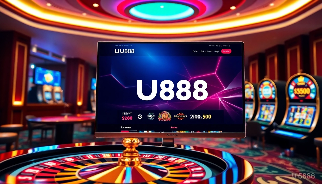 Experience thrills at trang chủ U888 with vibrant gambling graphics and engaging online casino elements.