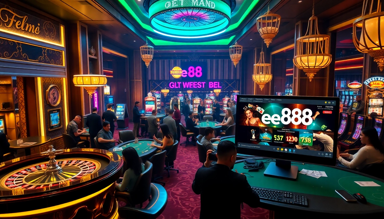 Engaging scene of players immersed in games, showcasing ee88 link đăng nhập for casino fun.