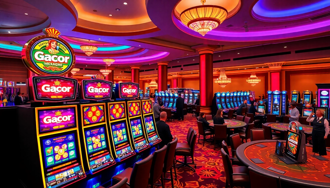Experience exhilarating gacor slot machines in a luxurious casino environment.