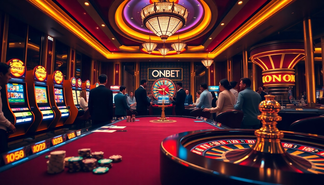 Experience ONBET gaming with vibrant casino tables and engaging players.
