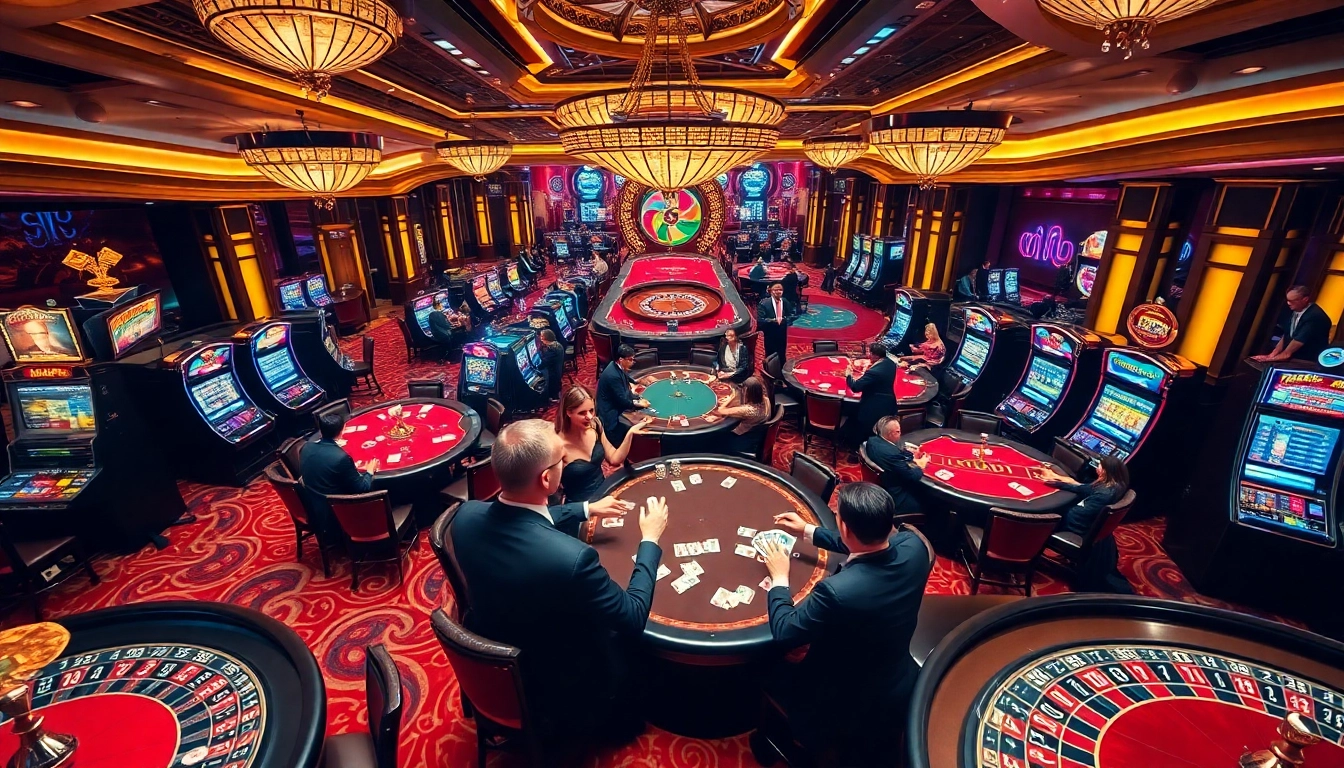 Engaging casino experience showcasing https://nk88net.com/ with players at poker tables.