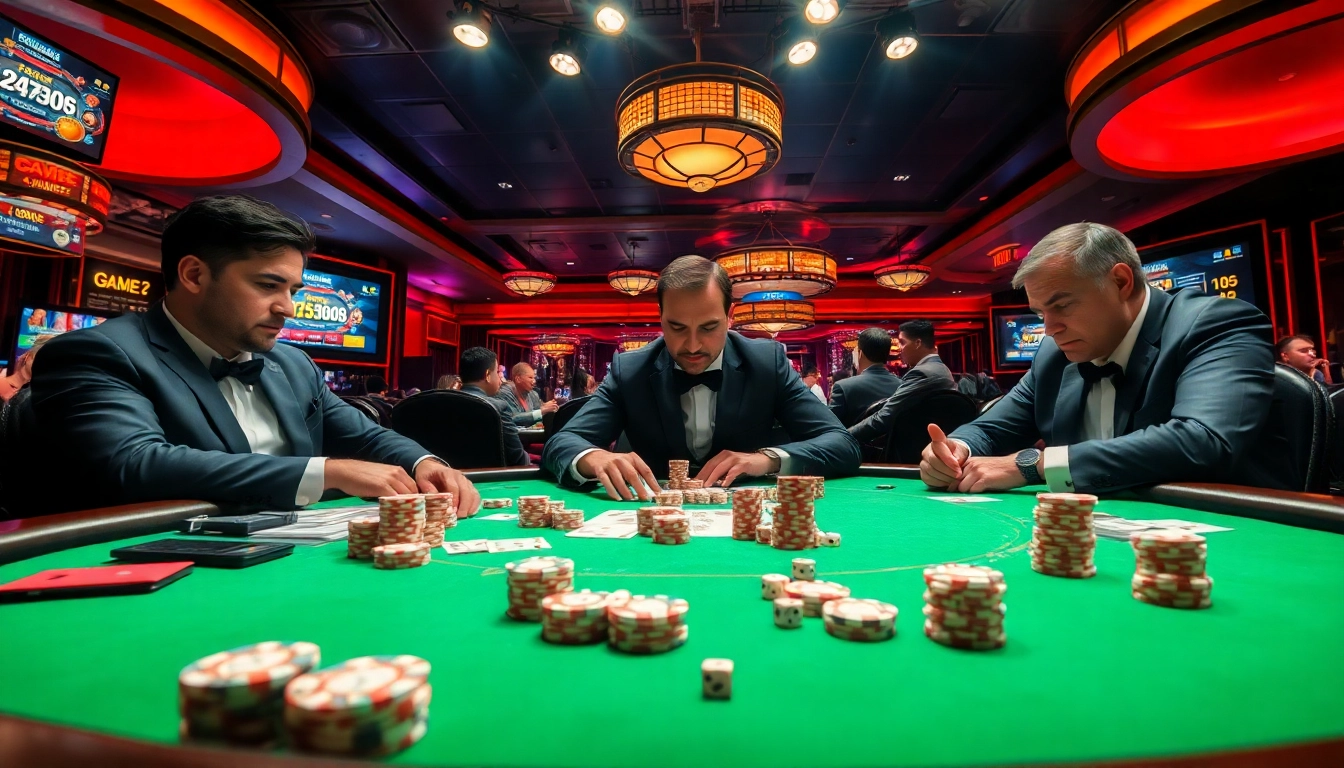 Experience exhilarating poker action at 789club sx in a luxurious casino setting with vibrant colors.