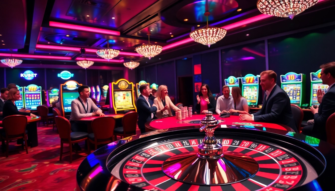 Kubet casino players enjoying exciting games at a vibrant roulette wheel.