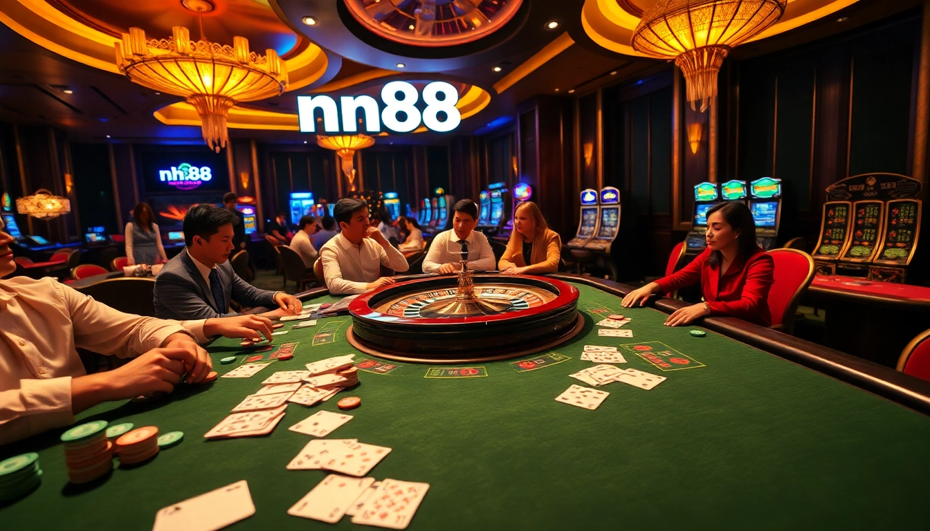 Experience the thrill of high-stakes gaming at nh88 casino tables filled with excitement and vibrant colors.
