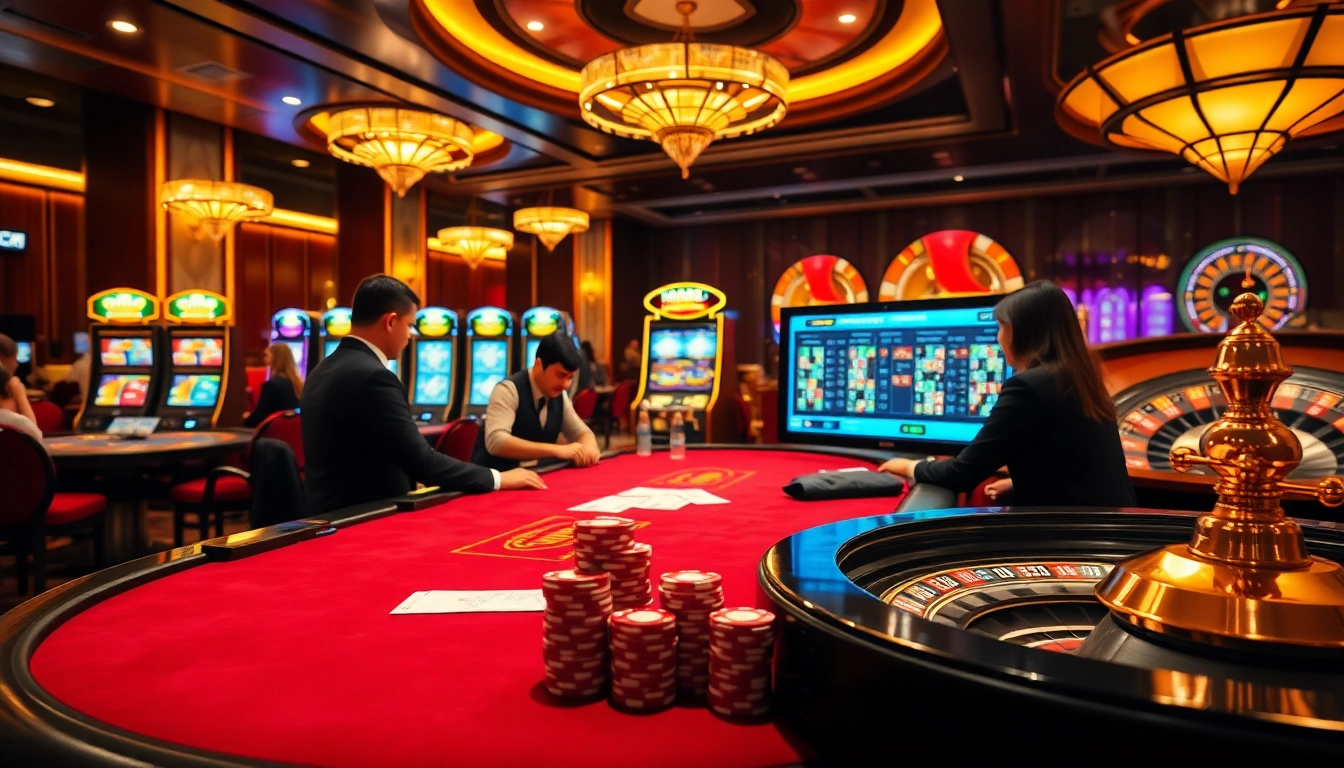Experience thrilling action at MM88 casino tables with poker chips and vibrant gaming atmosphere.